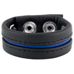 The Red Cockring en cuir 3 Pressions Noir-Bleu